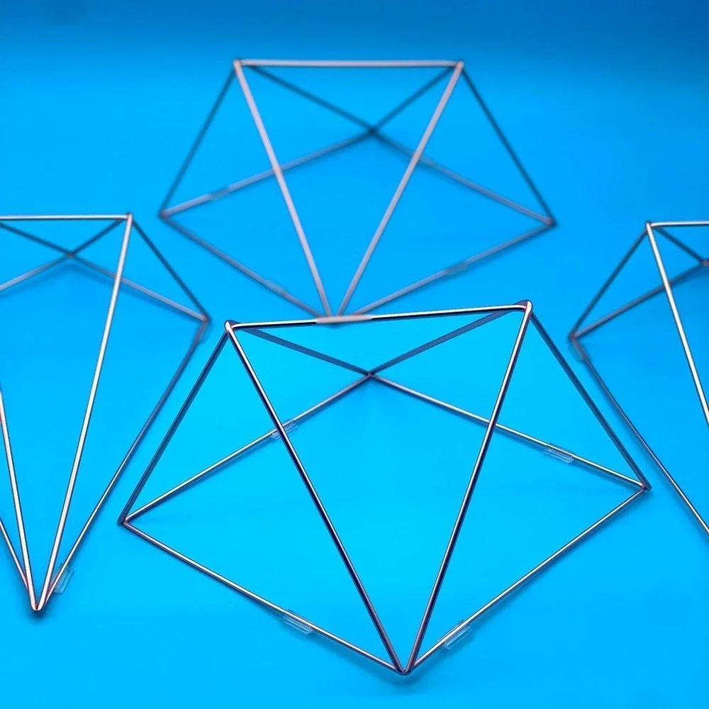 Set of 6 Geometric Terrarium Copper Metal Wire Crystal Shape‎ Centerpiece Decor